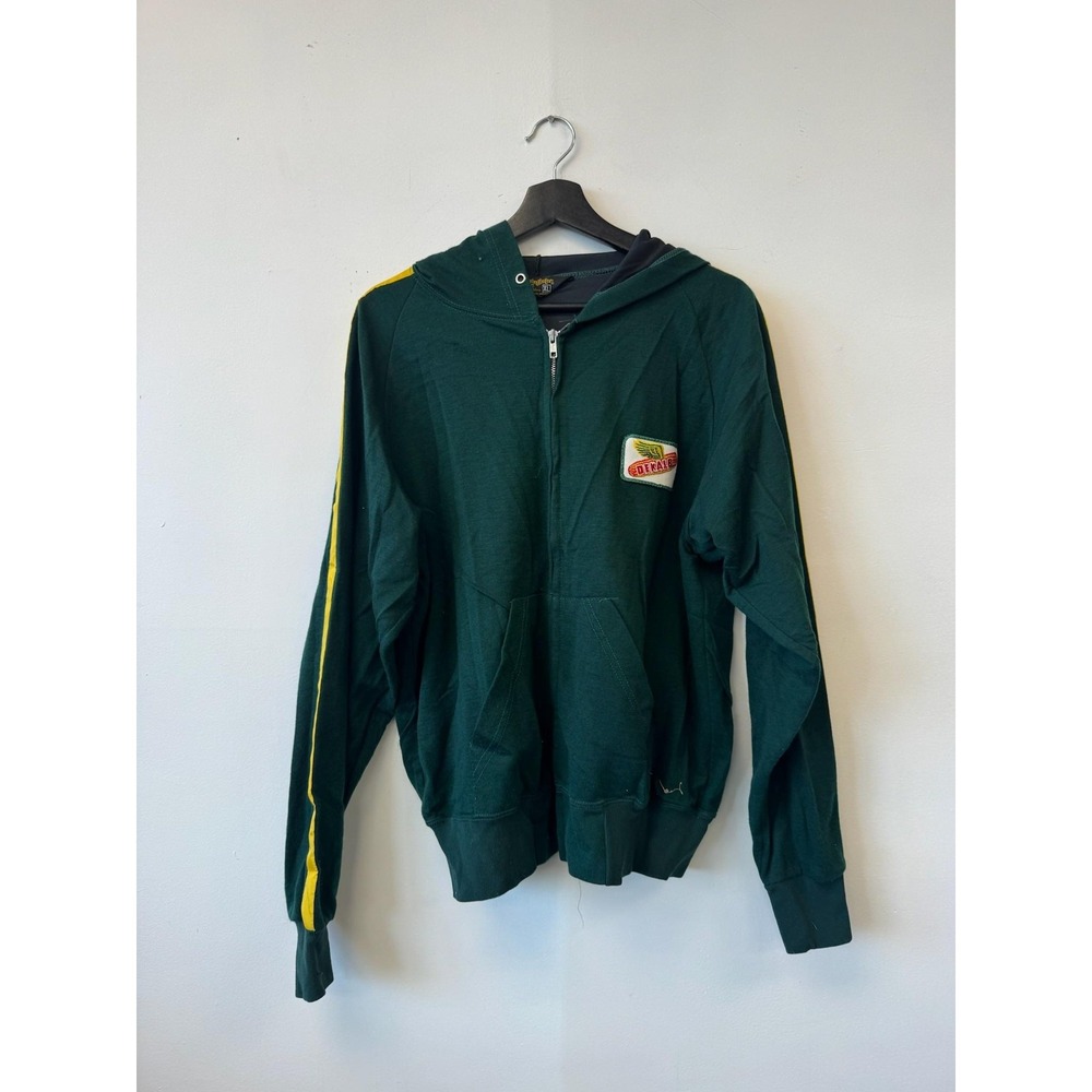 Vintage‎ Dekalb Hoodie Large Green Yellow Full Zip Swingster Advertising 80s